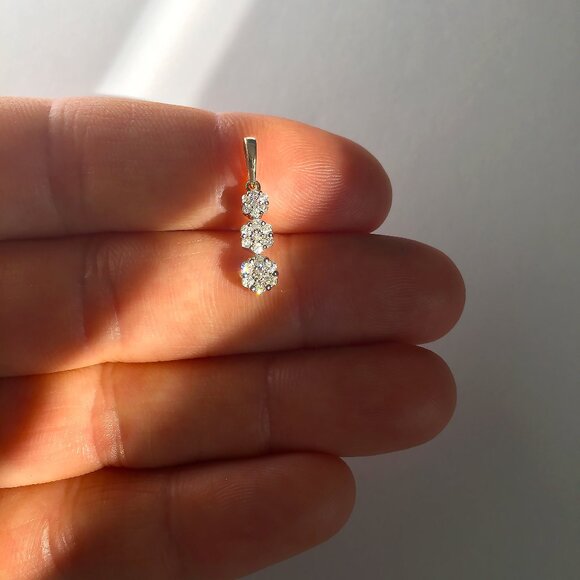 10K Yellow Gold Real Natural Diamond Pendant, Tiny Petite Charm, Luxury Jewelry - Picture 7 of 7